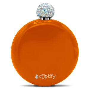 Bright Orange Gloss 5oz Rhinestone Liquor Flask
