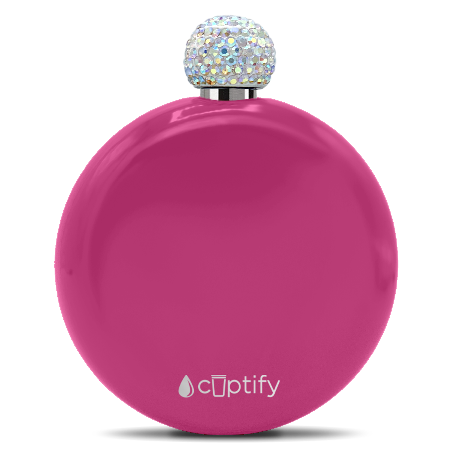 Bright Pink Gloss 5oz Rhinestone Liquor Flask