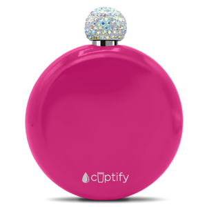 Bright Pink Gloss 5oz Rhinestone Liquor Flask
