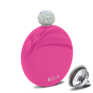 Bright Pink Gloss 5oz Rhinestone Liquor Flask