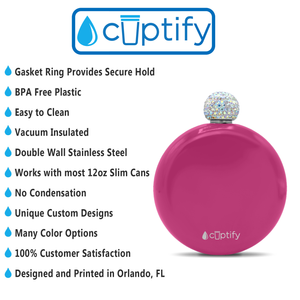 Bright Pink Gloss 5oz Rhinestone Liquor Flask