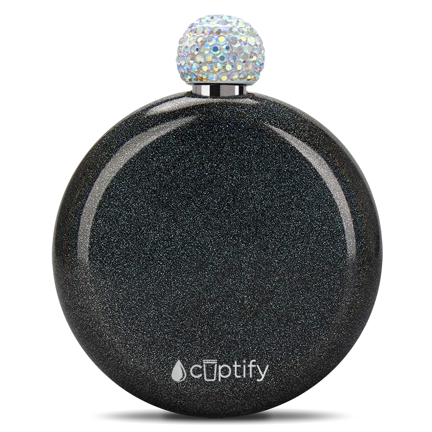 Black Glitter 5oz Rhinestone Liquor Flask