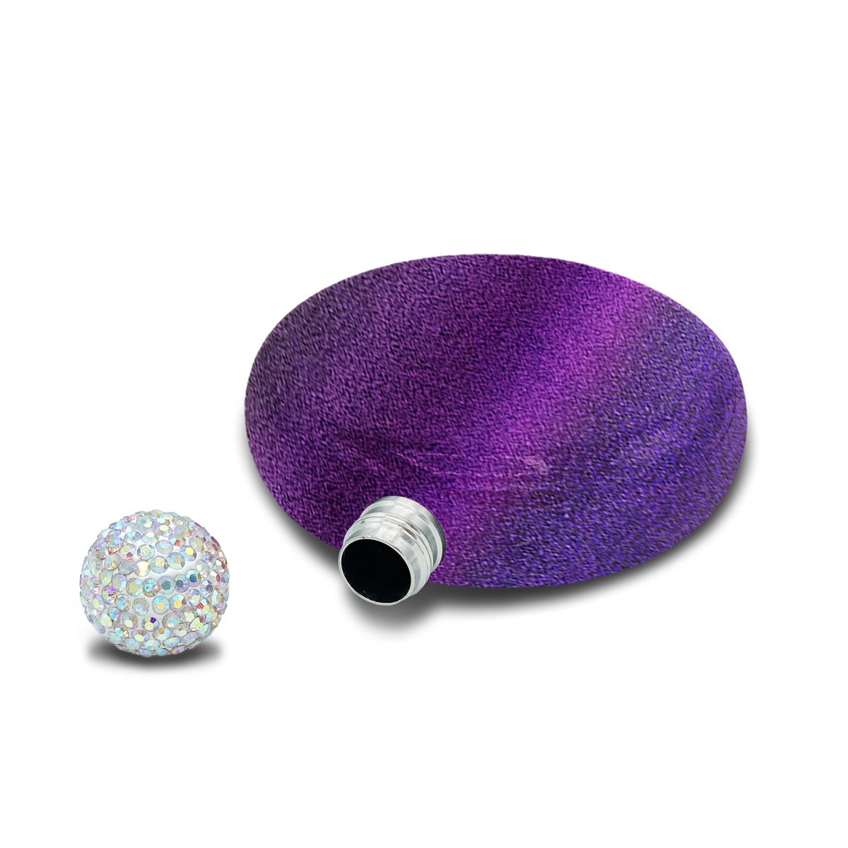 Personalized Black Violet Glitter 5oz Rhinestone Liquor Flask