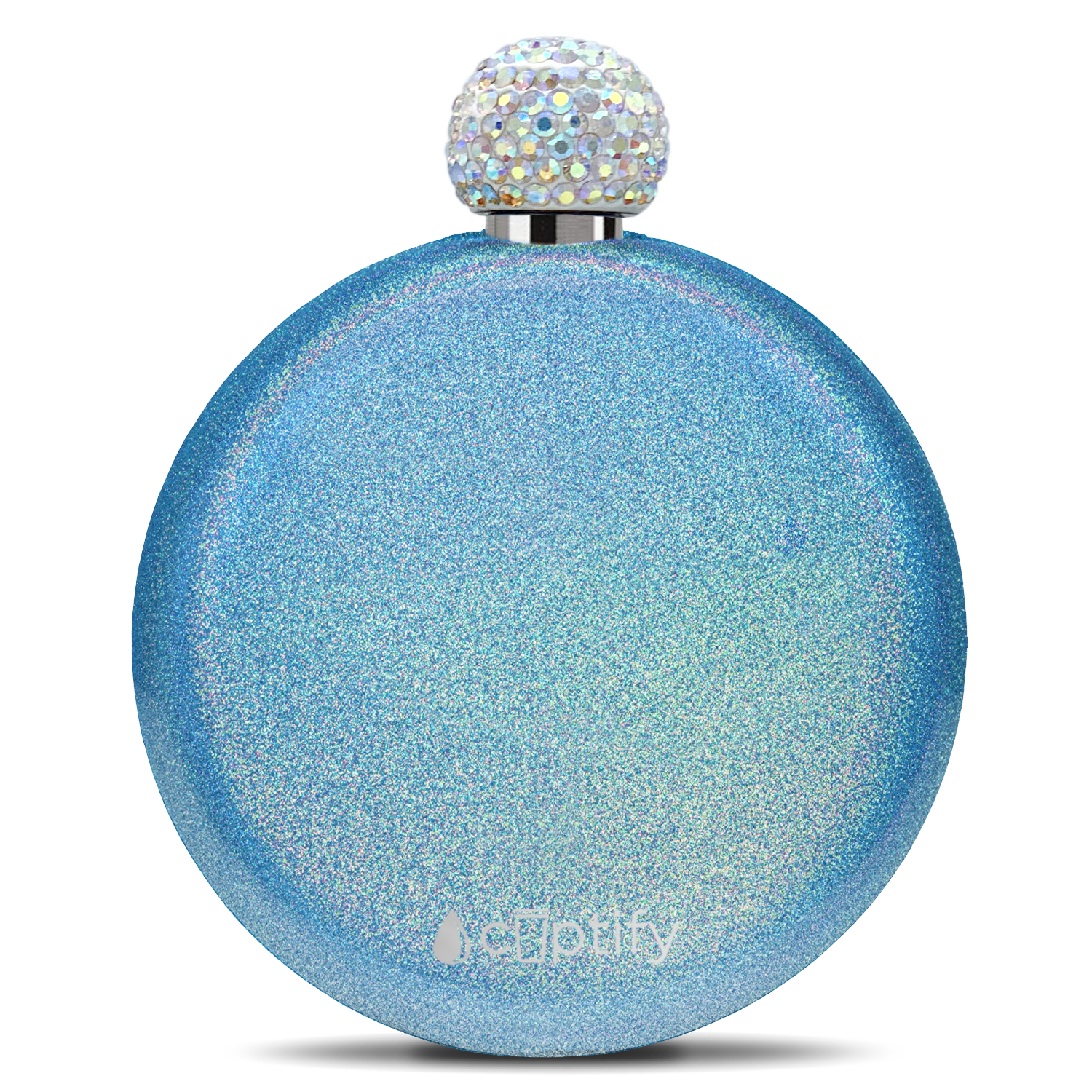 Blue Glitter 5oz Rhinestone Liquor Flask