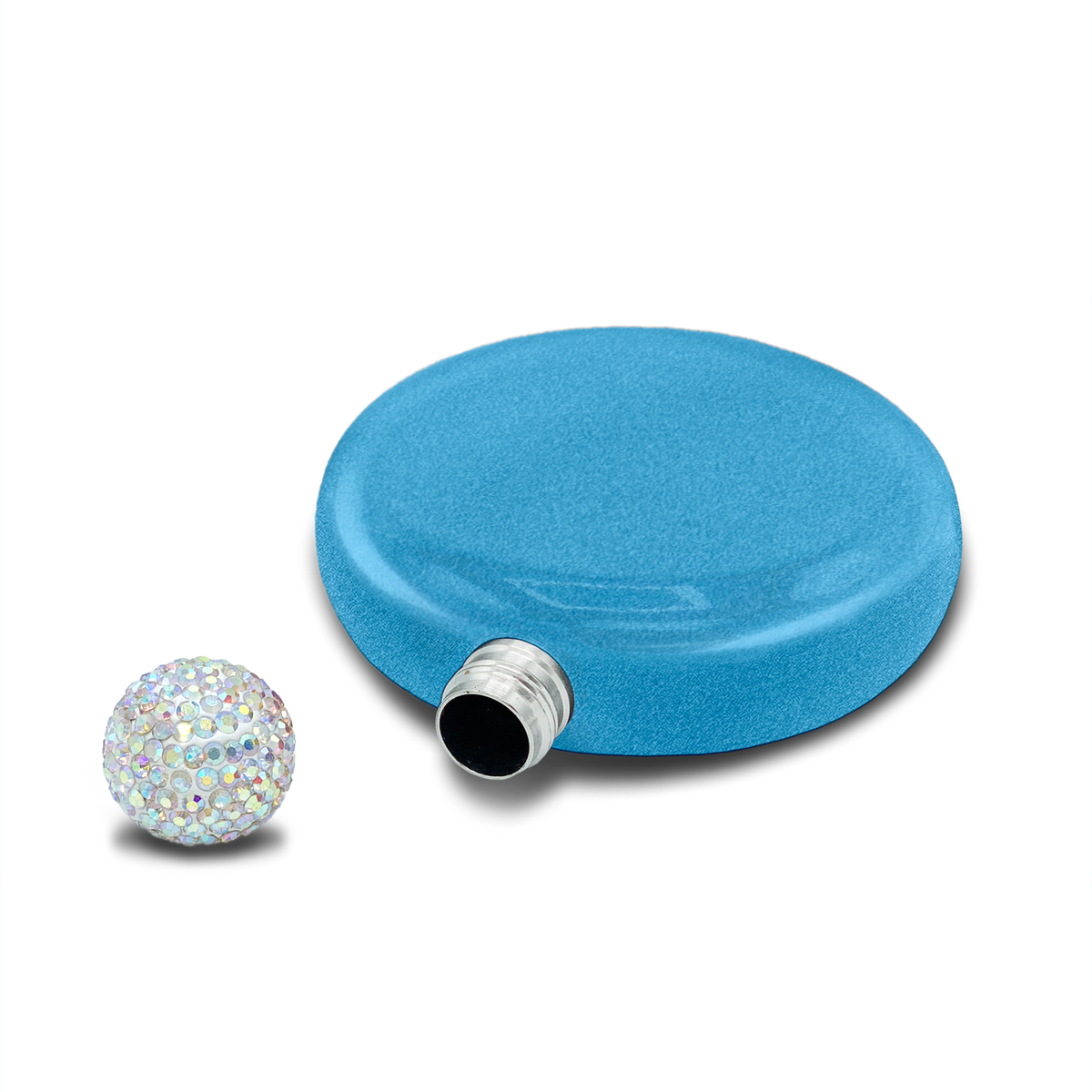 Personalized Blue Glitter 5oz Rhinestone Liquor Flask