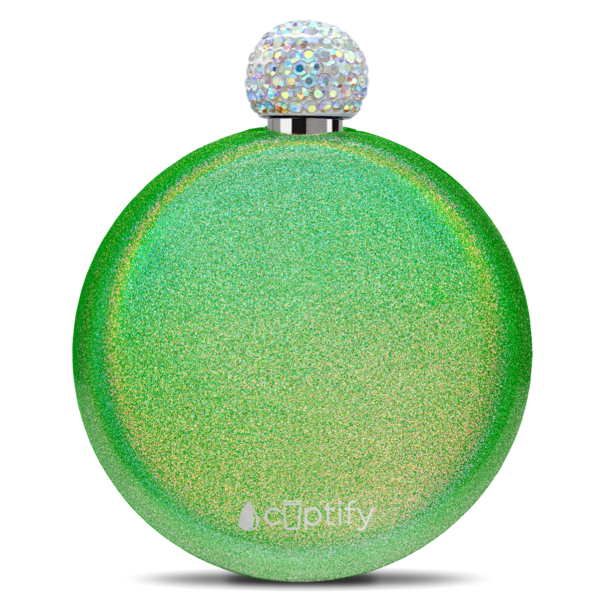 Emerald Green Glitter 5oz Rhinestone Liquor Flask