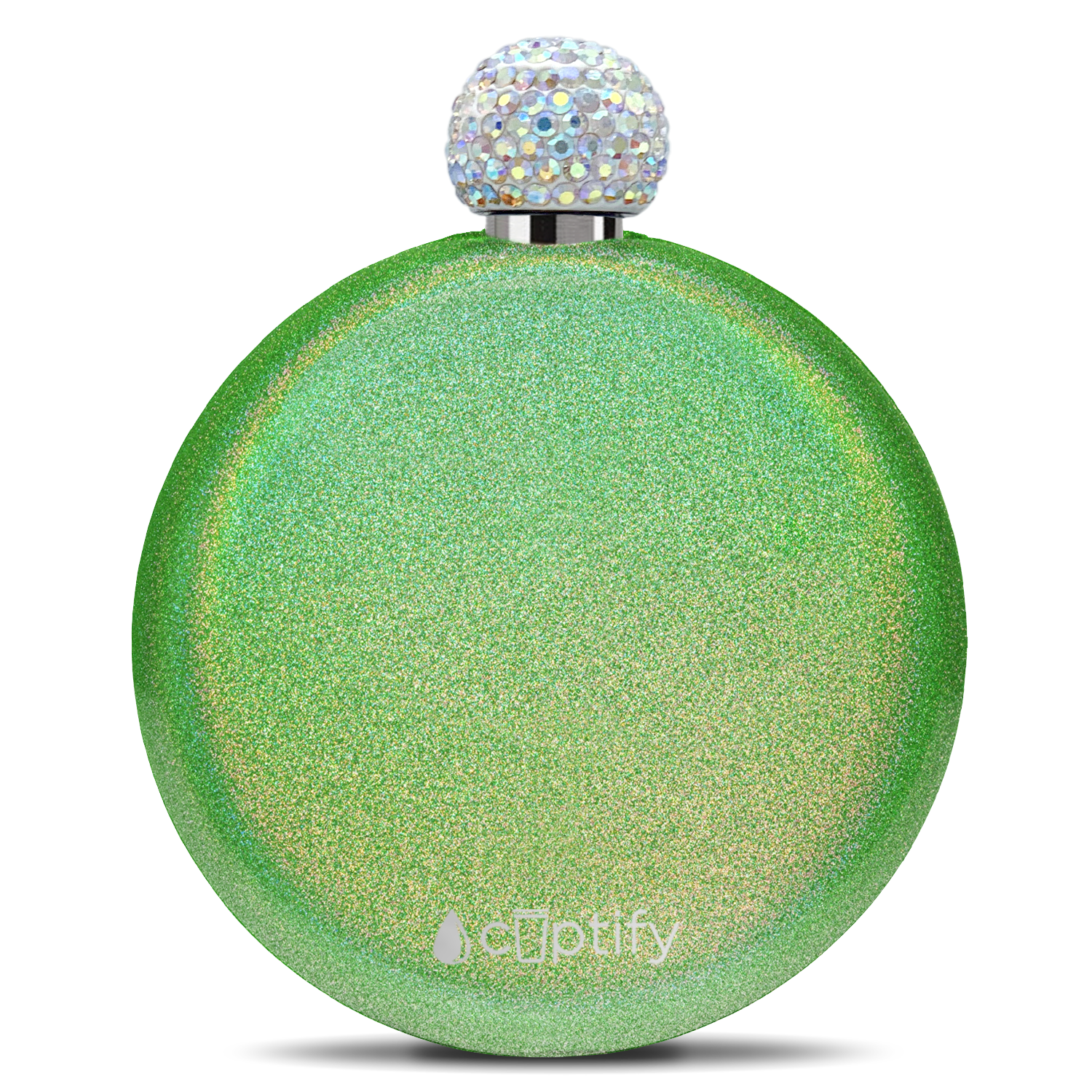 Emerald Green Glitter 5oz Rhinestone Liquor Flask