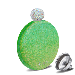 Emerald Green Glitter 5oz Rhinestone Liquor Flask
