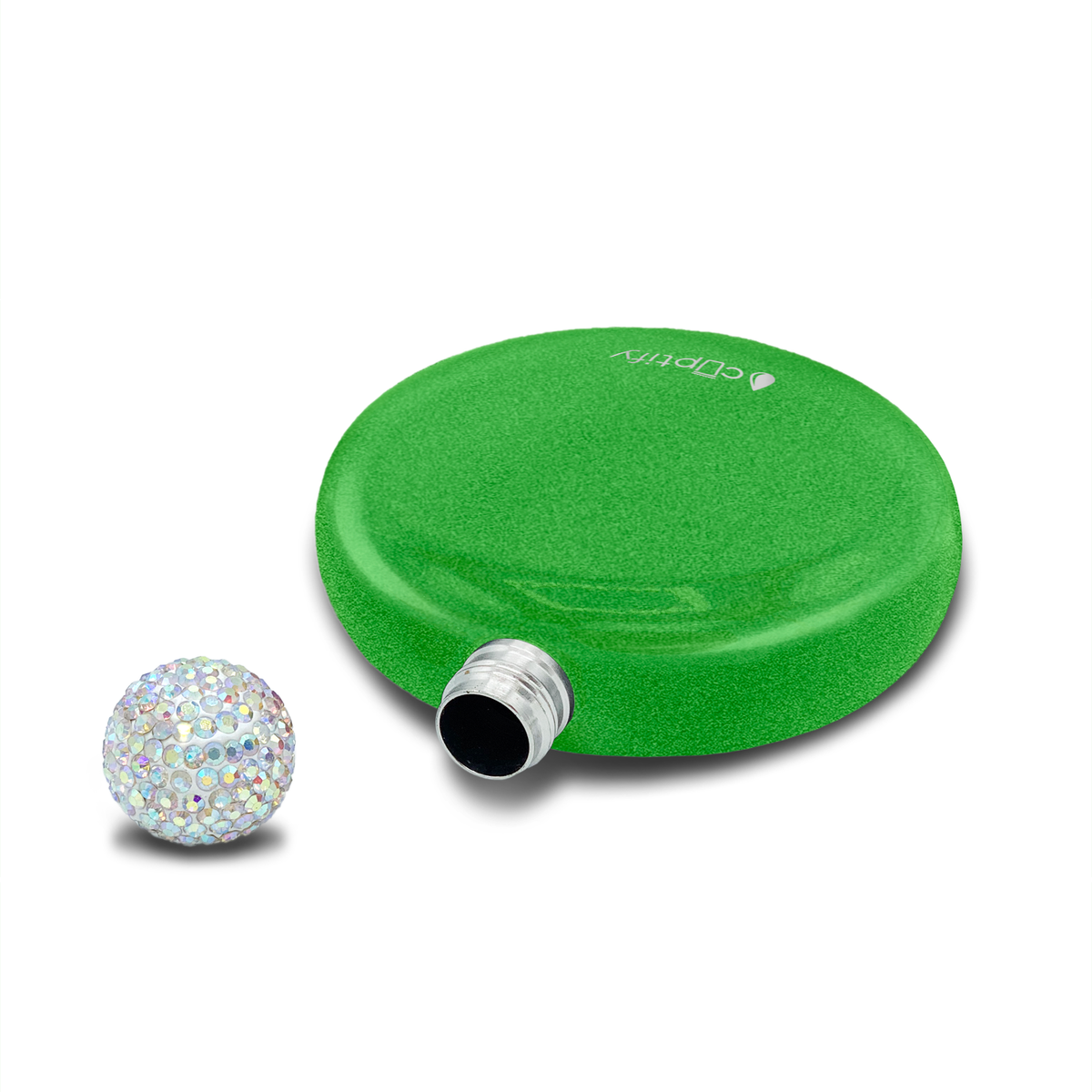 Emerald Green Glitter 5oz Rhinestone Liquor Flask