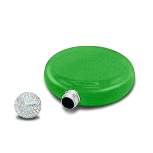 Personalized Emerald Green Glitter 5oz Rhinestone Liquor Flask