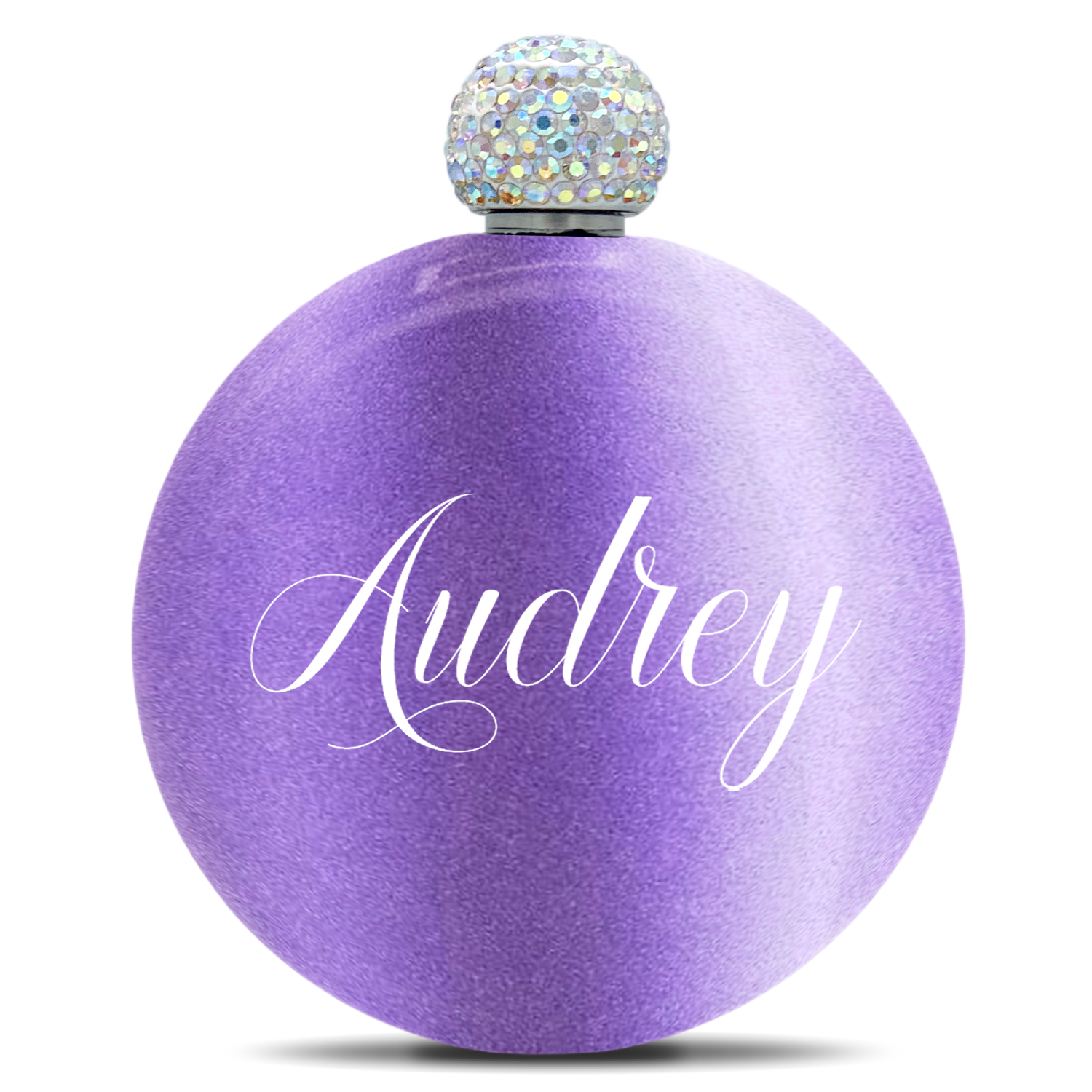 Personalized Lavender Glitter 5oz Rhinestone Liquor Flask