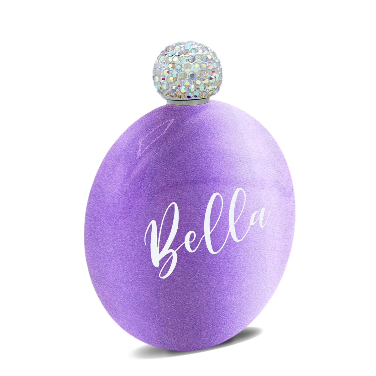 Personalized Lavender Glitter 5oz Rhinestone Liquor Flask