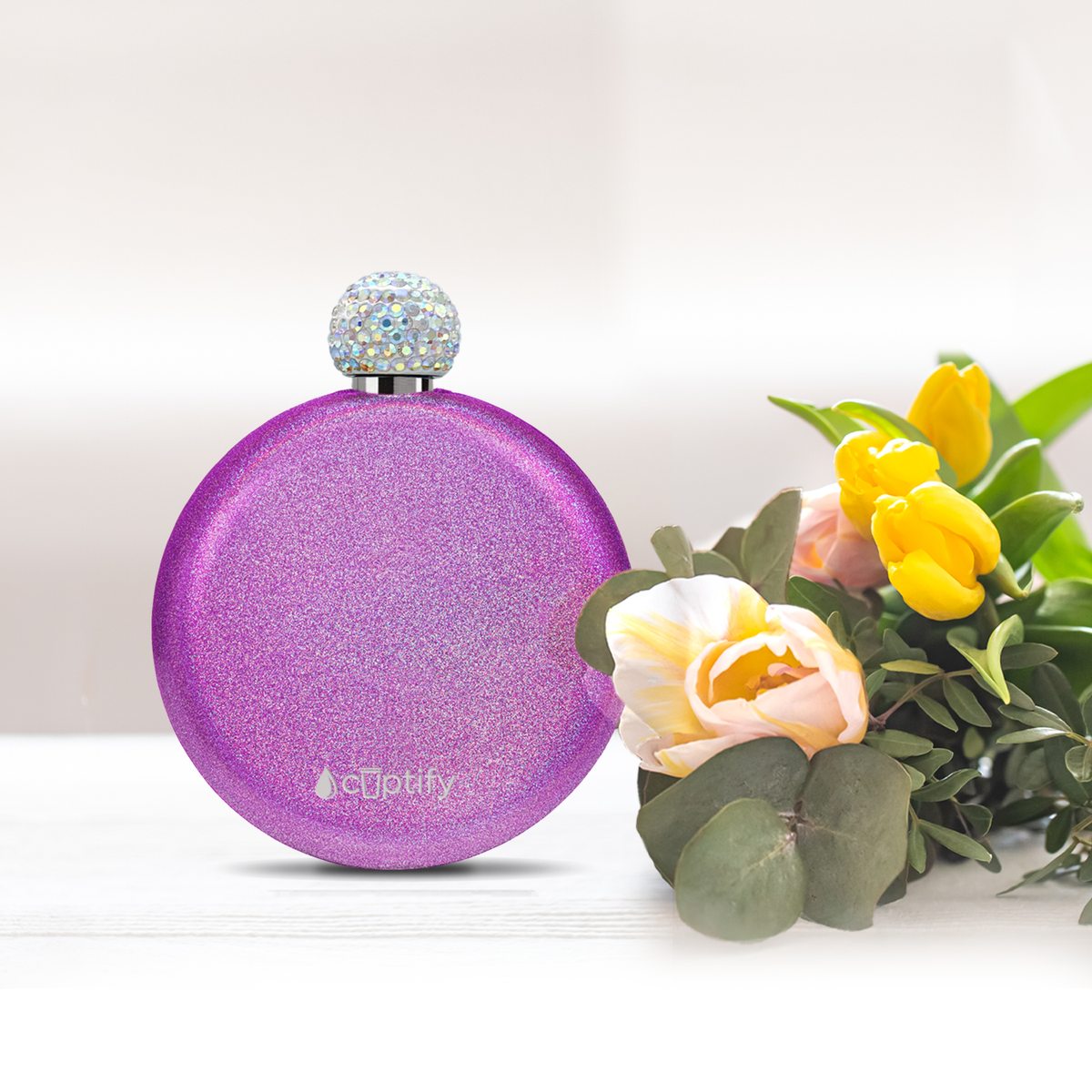 Hot Pink Glitter 5oz Rhinestone Liquor Flask