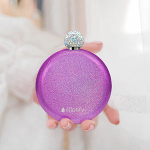 Hot Pink Glitter 5oz Rhinestone Liquor Flask