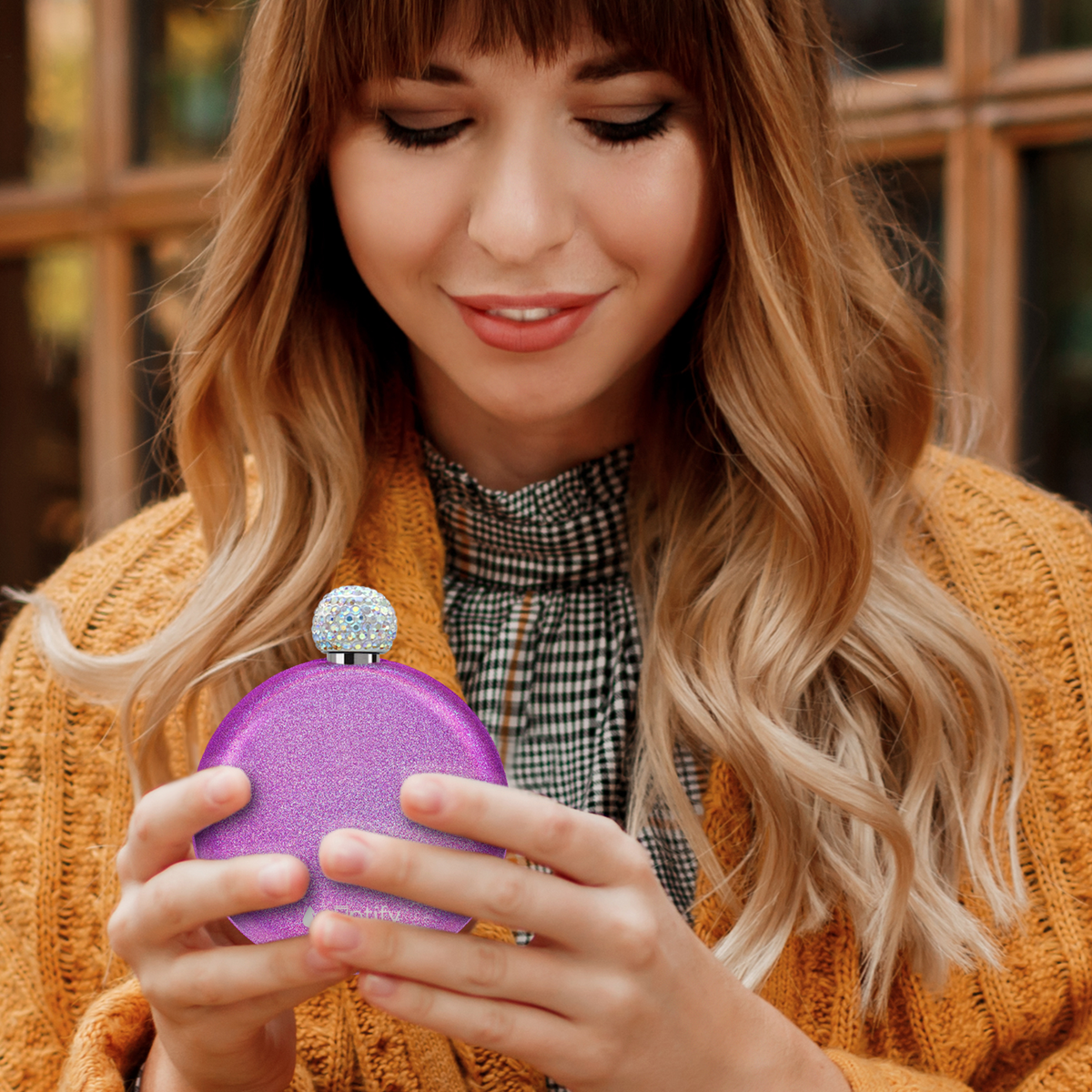 Hot Pink Glitter 5oz Rhinestone Liquor Flask