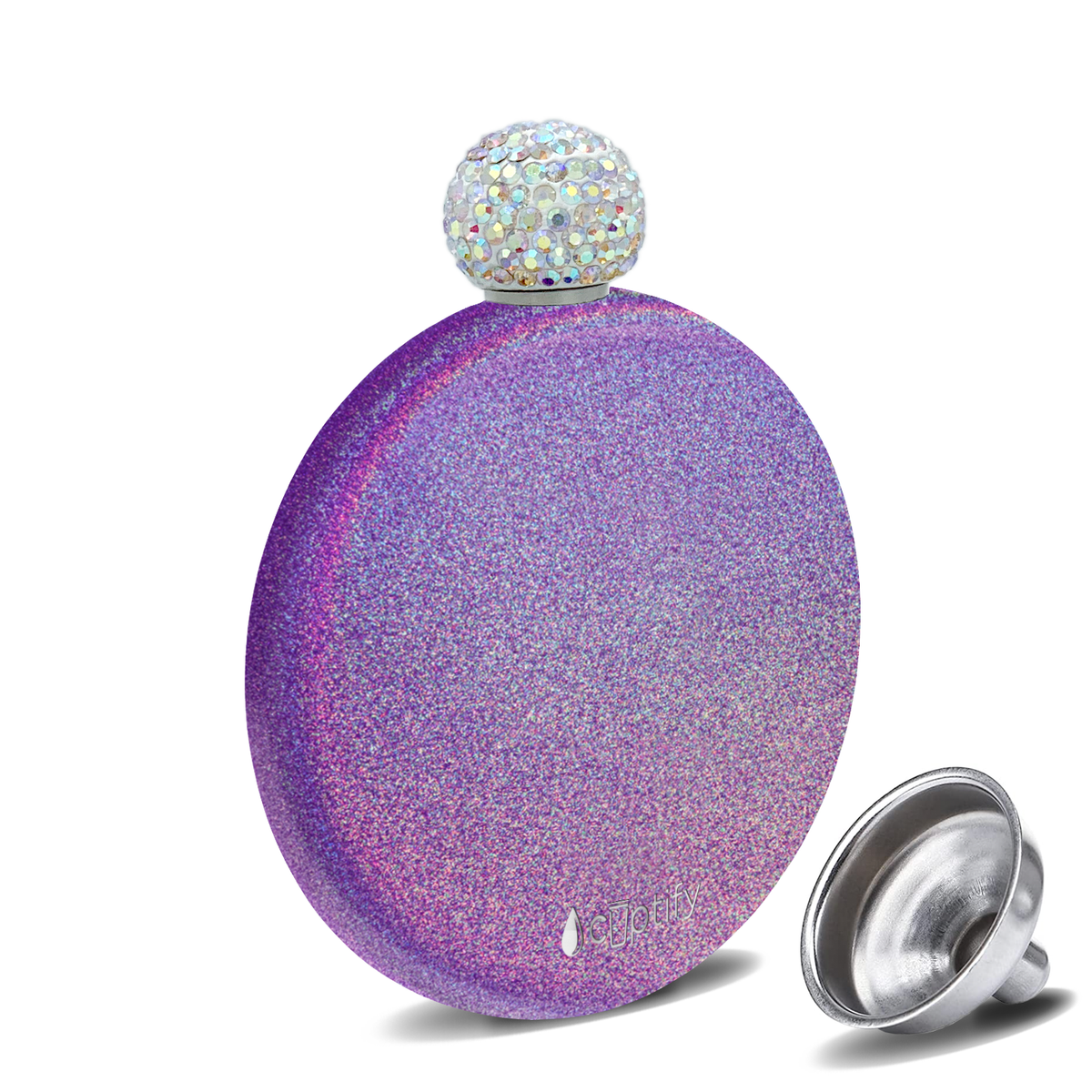 Purple Glitter 5oz Rhinestone Liquor Flask