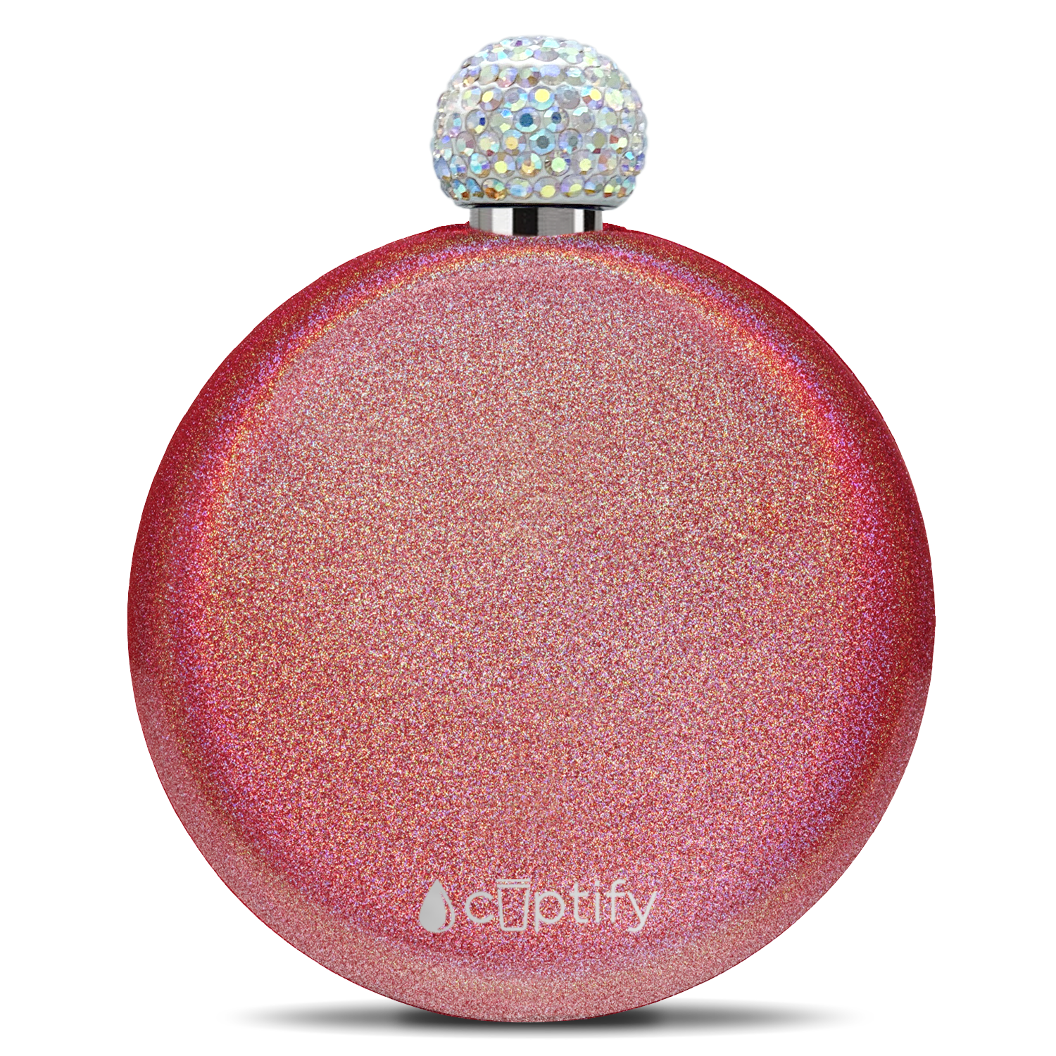 Cherry Red Glitter 5oz Rhinestone Liquor Flask