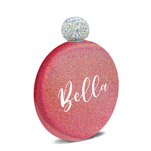 Personalized Cherry Red Glitter 5oz Rhinestone Liquor Flask