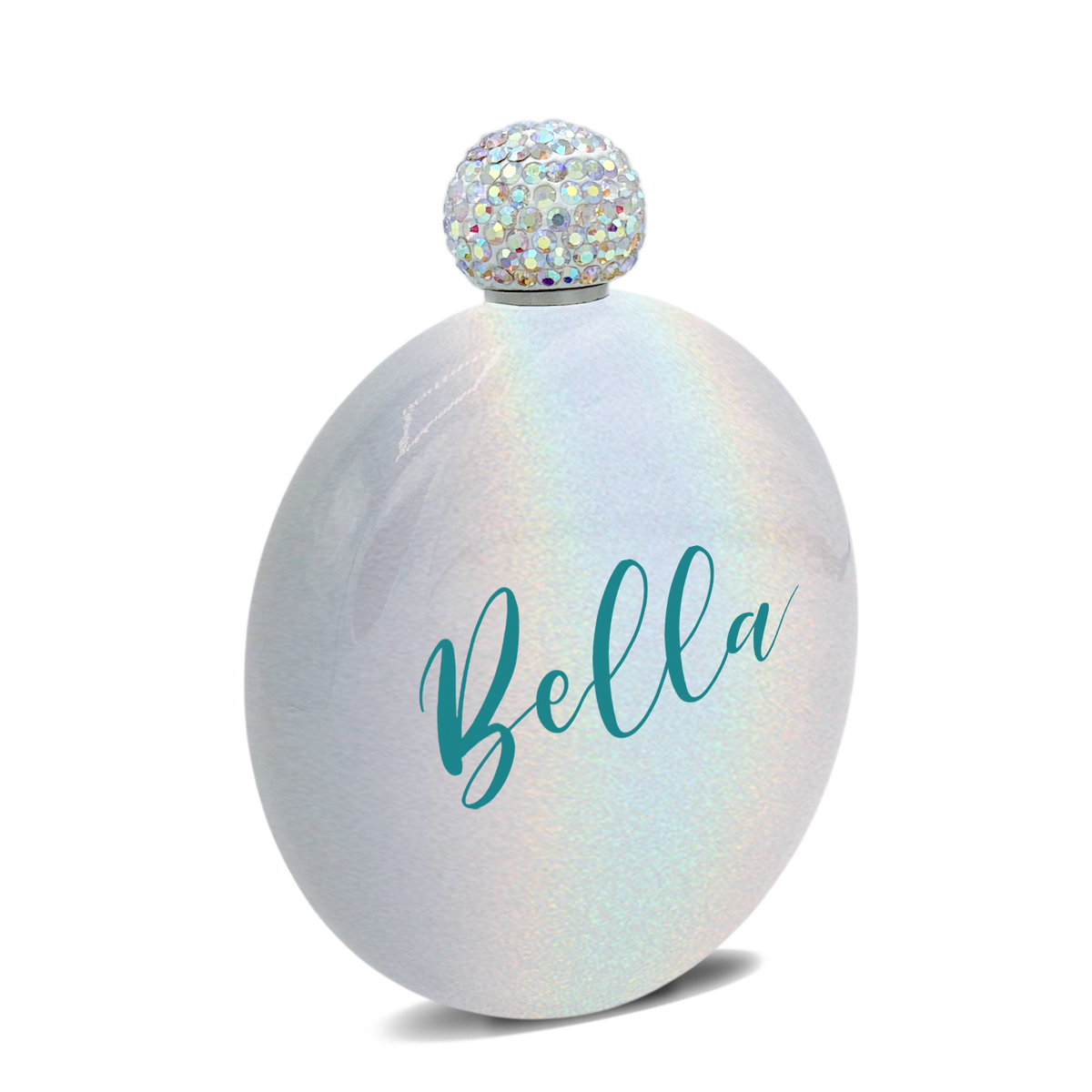 Personalized Silver Glitter 5oz Rhinestone Liquor Flask
