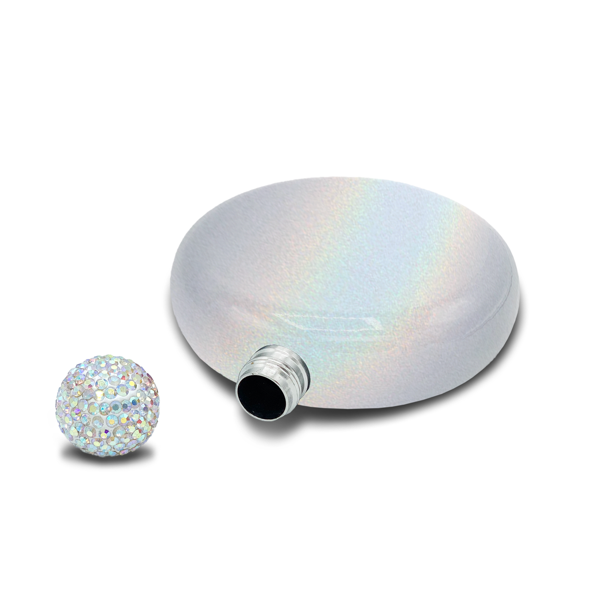 Personalized Silver Glitter 5oz Rhinestone Liquor Flask
