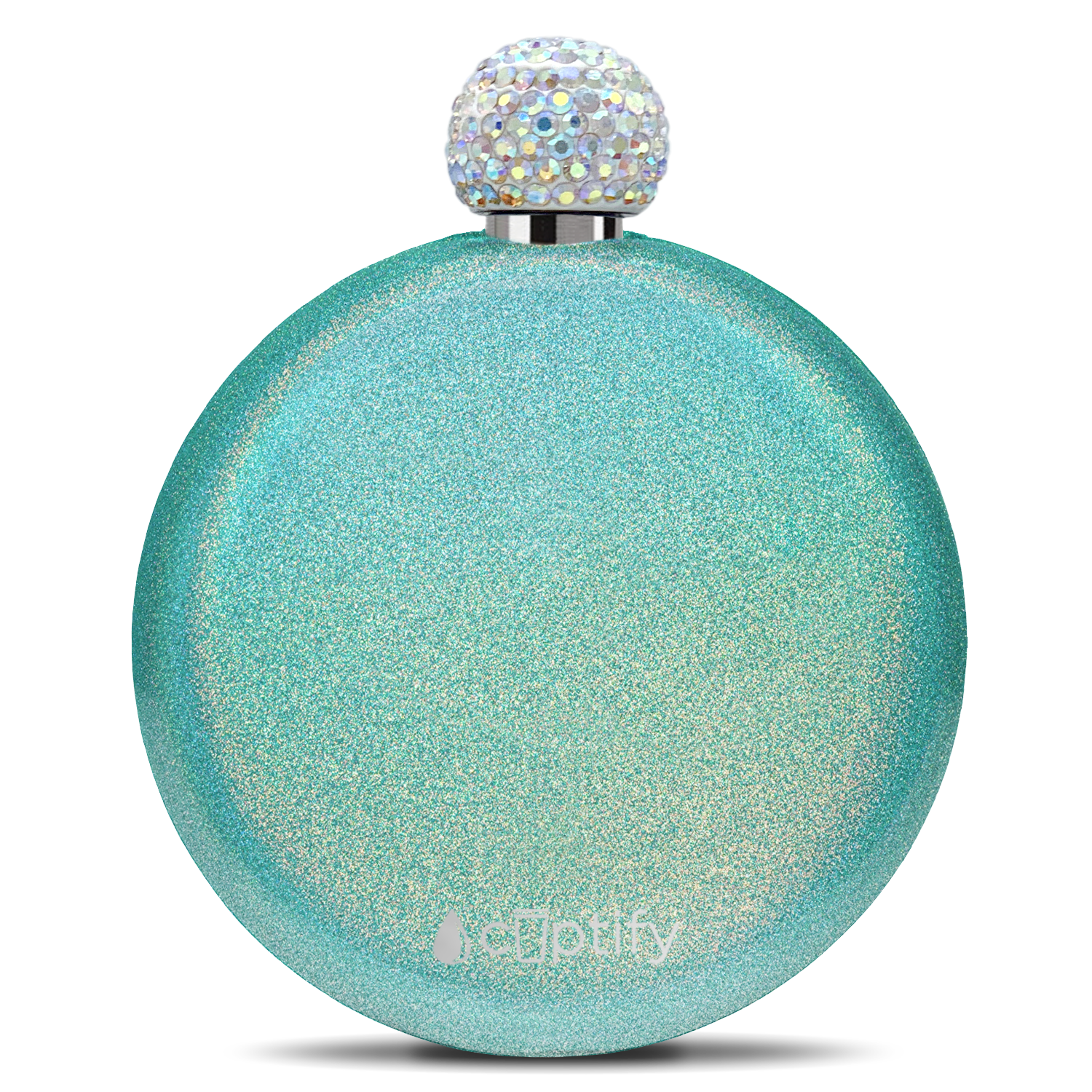 Teal Glitter 5oz Rhinestone Liquor Flask