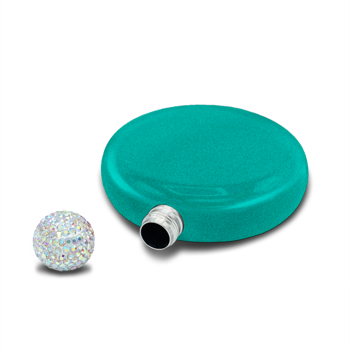 Personalized Teal Glitter 5oz Rhinestone Liquor Flask