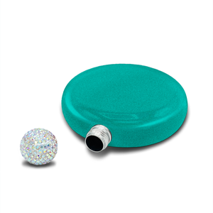 Personalized Teal Glitter 5oz Rhinestone Liquor Flask