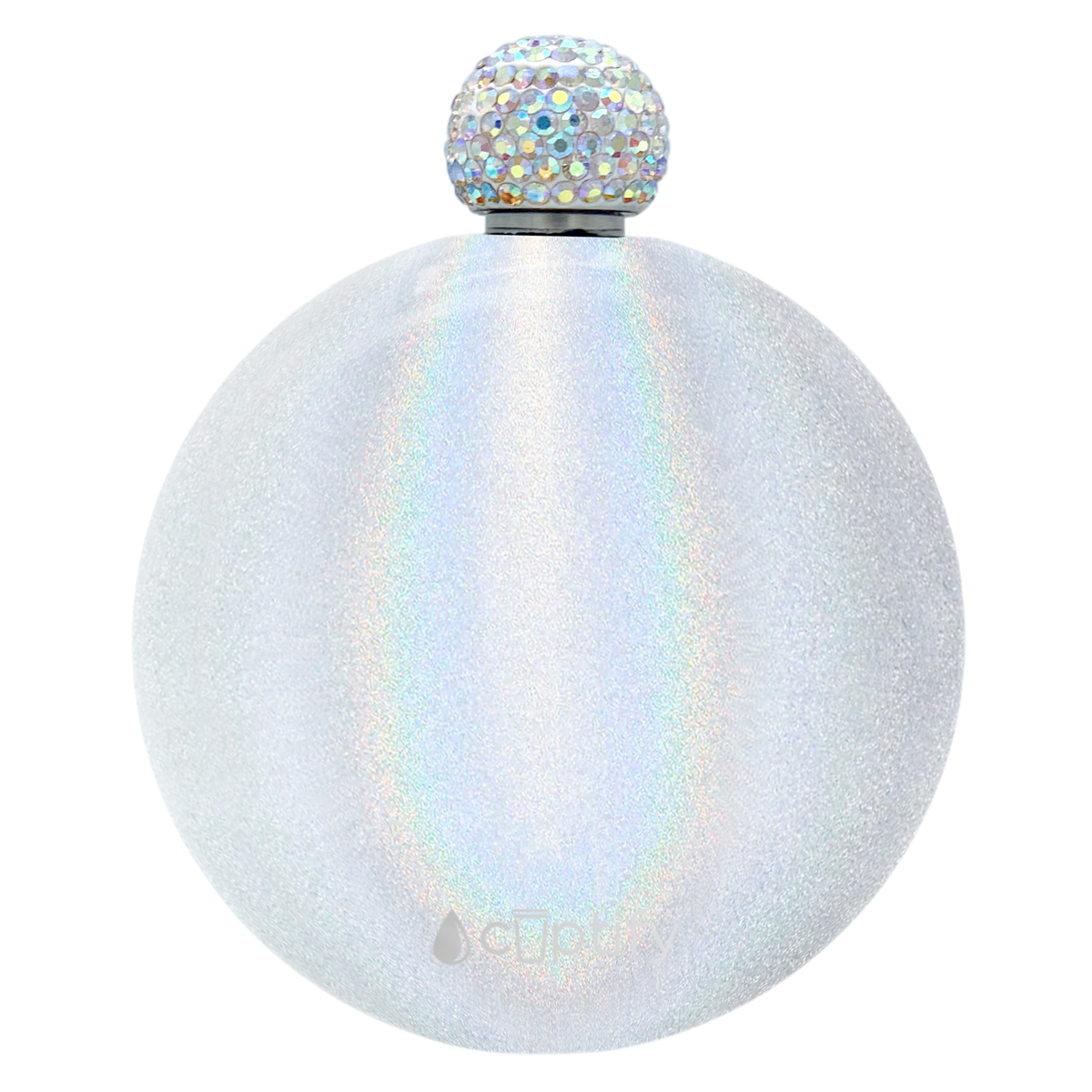 White Glitter 5oz Rhinestone Liquor Flask