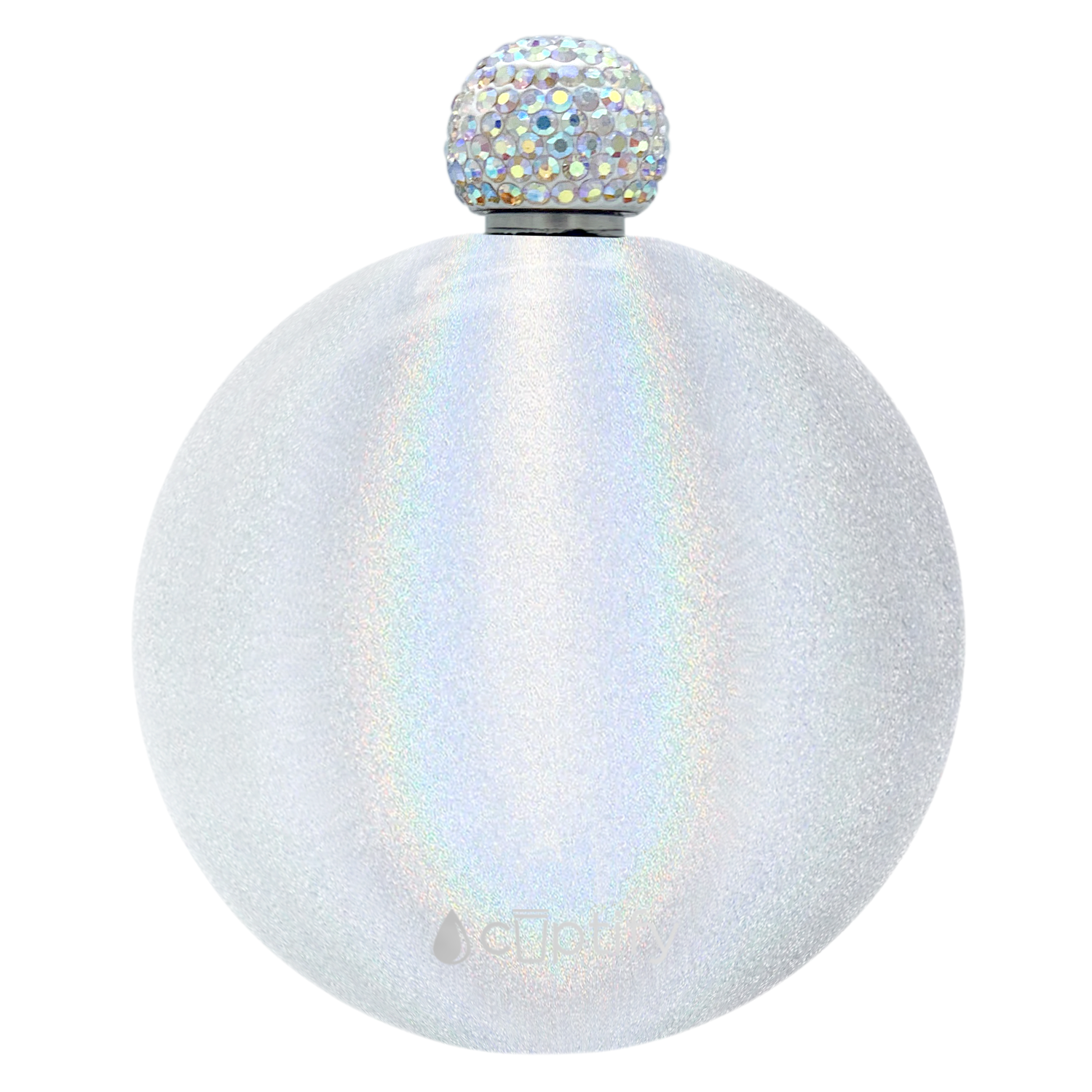 White Glitter 5oz Rhinestone Liquor Flask