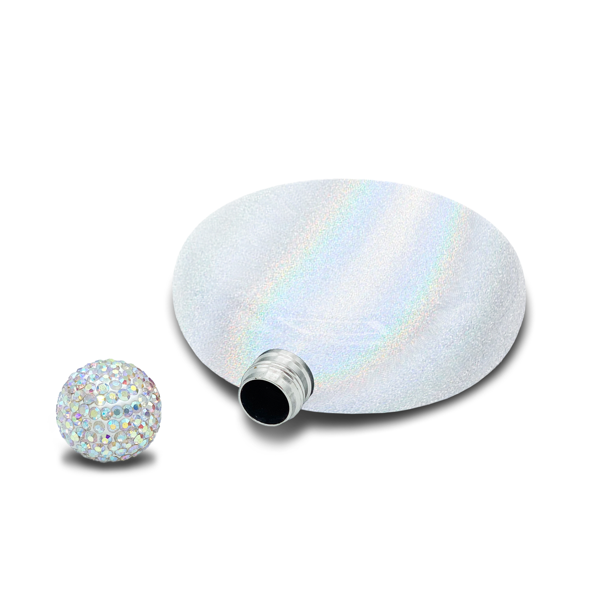 Personalized White Glitter 5oz Rhinestone Liquor Flask