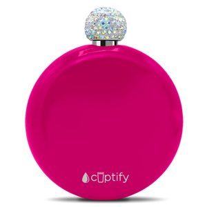 Hot Pink Gloss 5oz Rhinestone Liquor Flask