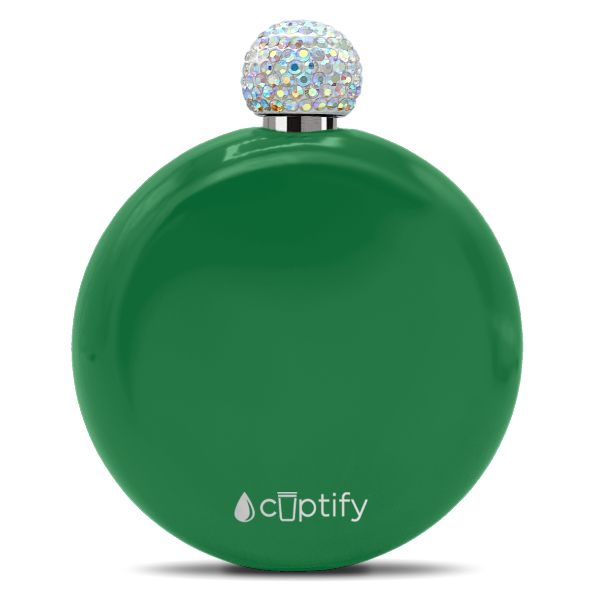 Kelly Green Gloss 5oz Rhinestone Liquor Flask