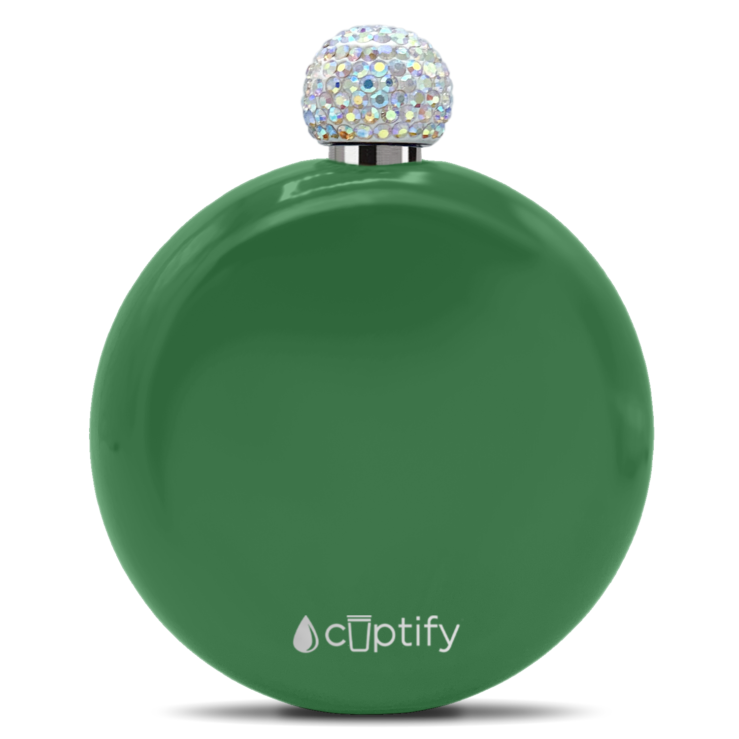 Kelly Green Gloss 5oz Rhinestone Liquor Flask