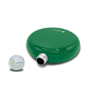 Kelly Green Gloss 5oz Rhinestone Liquor Flask