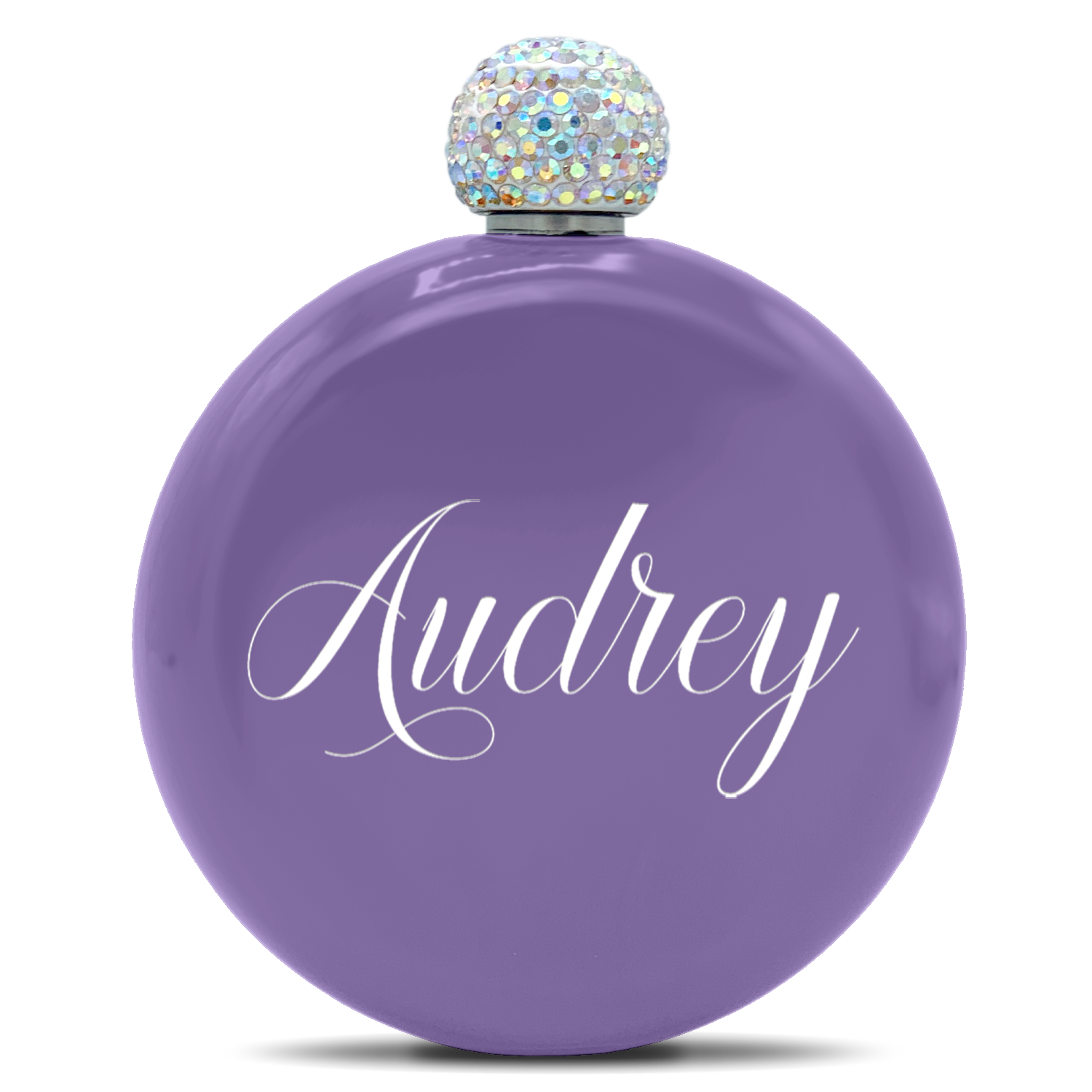 Personalized Lavender Gloss 5oz Rhinestone Liquor Flask