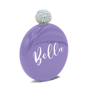 Personalized Lavender Gloss 5oz Rhinestone Liquor Flask