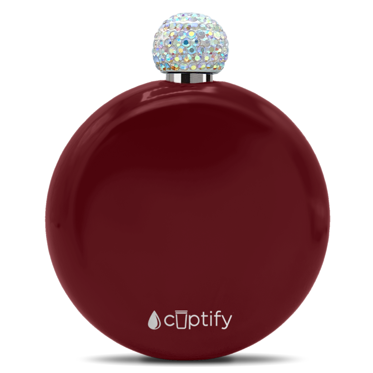 Maroon Gloss 5oz Rhinestone Liquor Flask