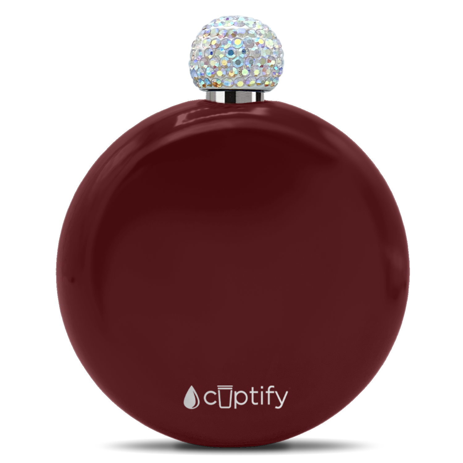 Maroon Gloss 5oz Rhinestone Liquor Flask