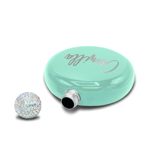 Personalized Mint Green Gloss 5oz Rhinestone Liquor Flask