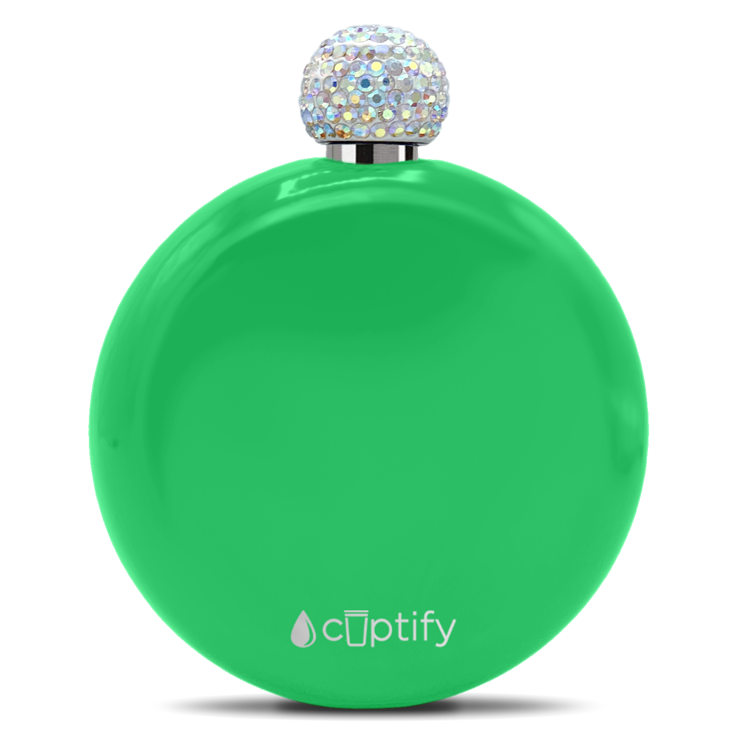 Neon Green Gloss 5oz Rhinestone Liquor Flask