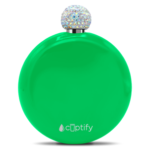 Neon Green Gloss 5oz Rhinestone Liquor Flask