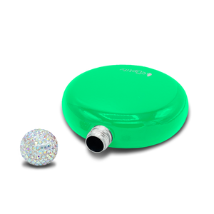 Neon Green Gloss 5oz Rhinestone Liquor Flask