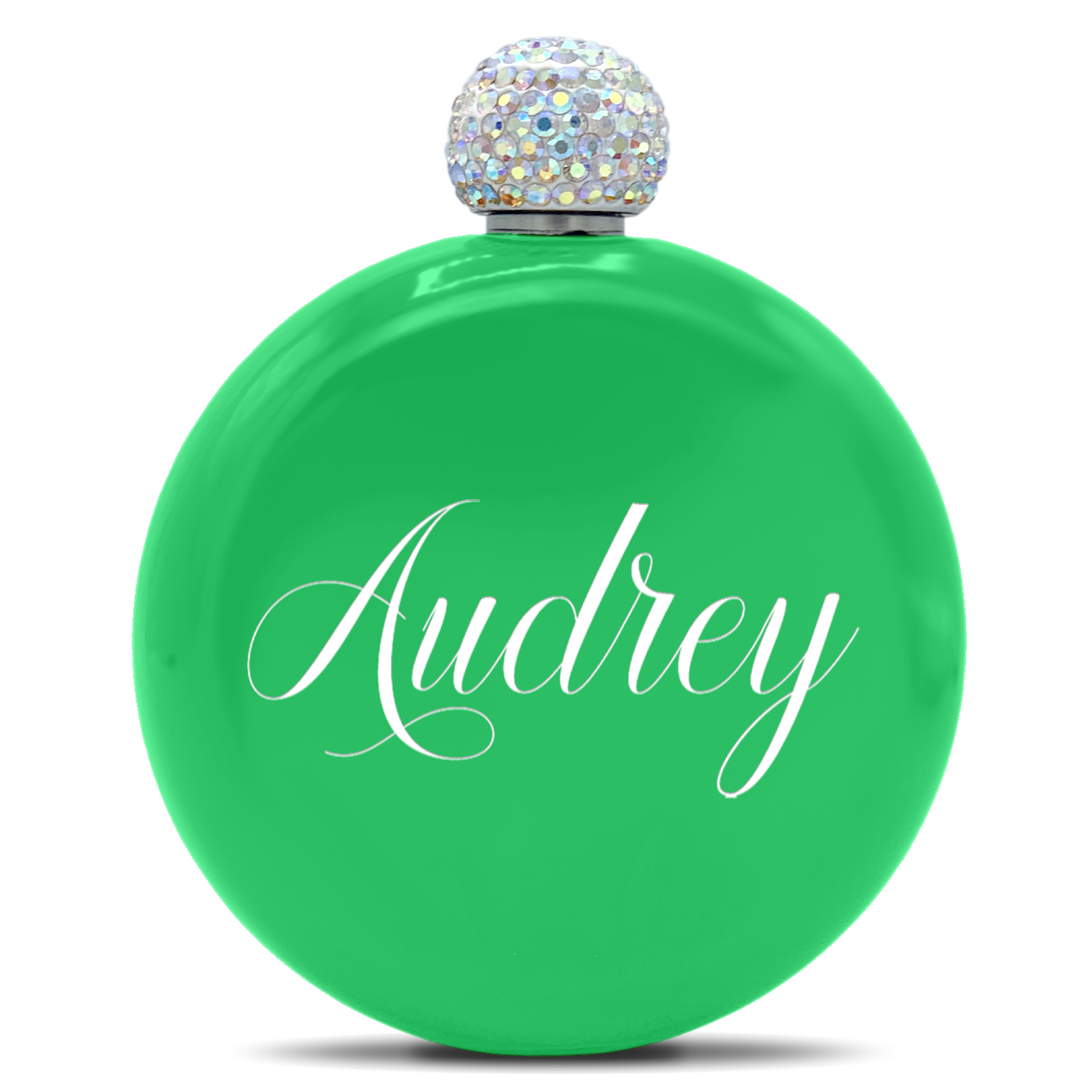 Personalized Neon Green Gloss 5oz Rhinestone Liquor Flask