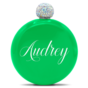 Personalized Neon Green Gloss 5oz Rhinestone Liquor Flask