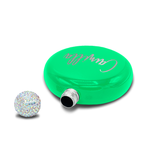 Personalized Neon Green Gloss 5oz Rhinestone Liquor Flask