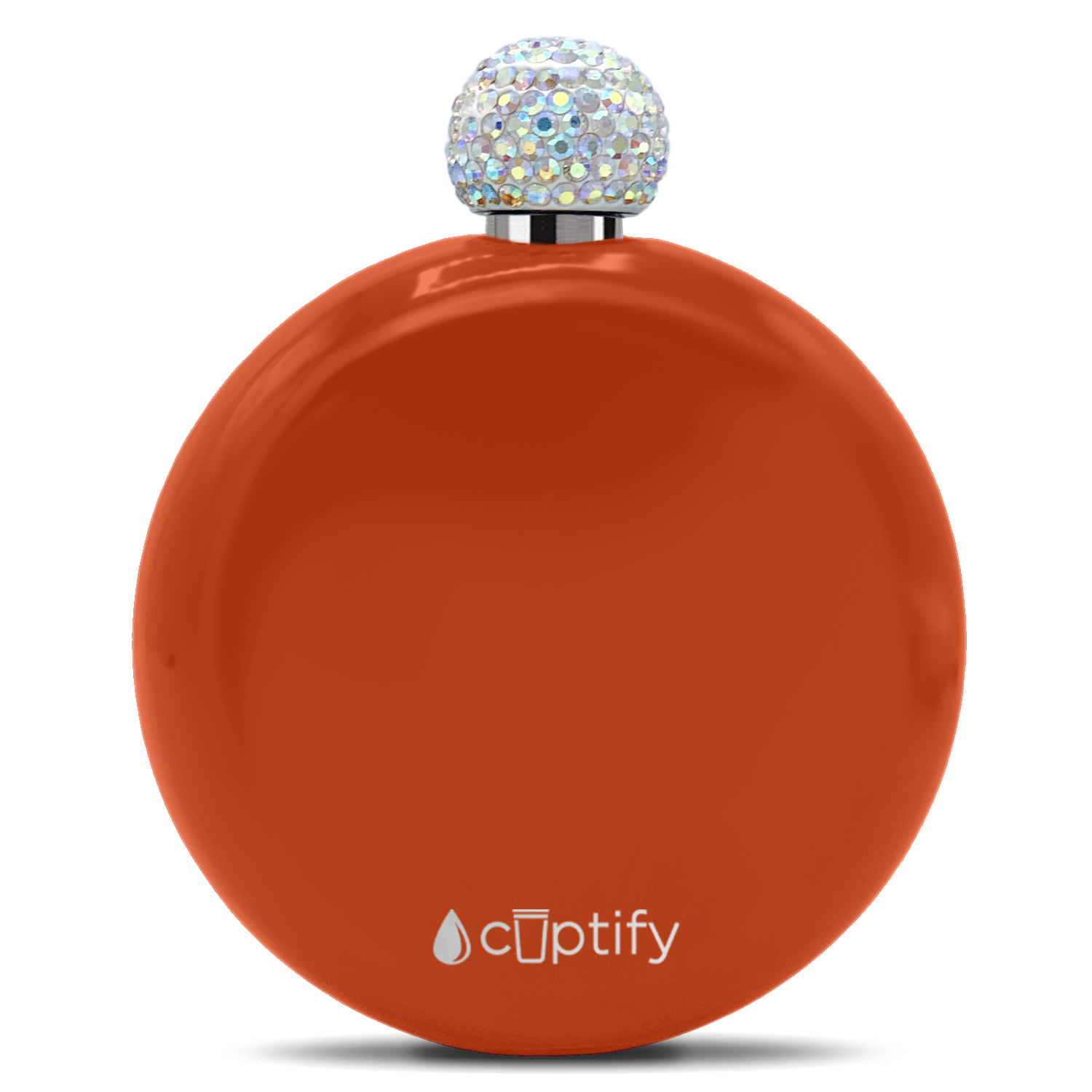 Orange Gloss 5oz Rhinestone Liquor Flask