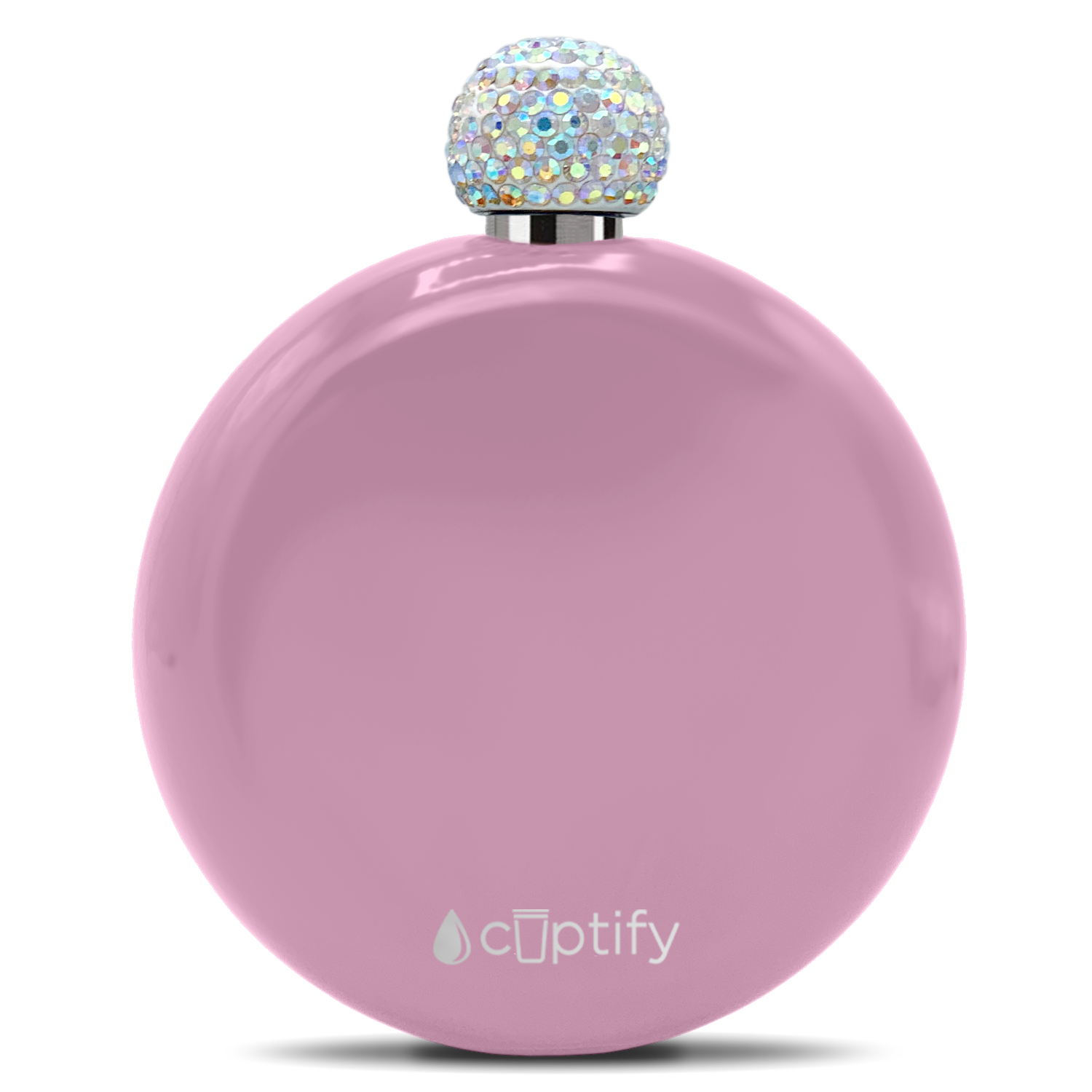 Pastel Pink Gloss 5oz Rhinestone Liquor Flask