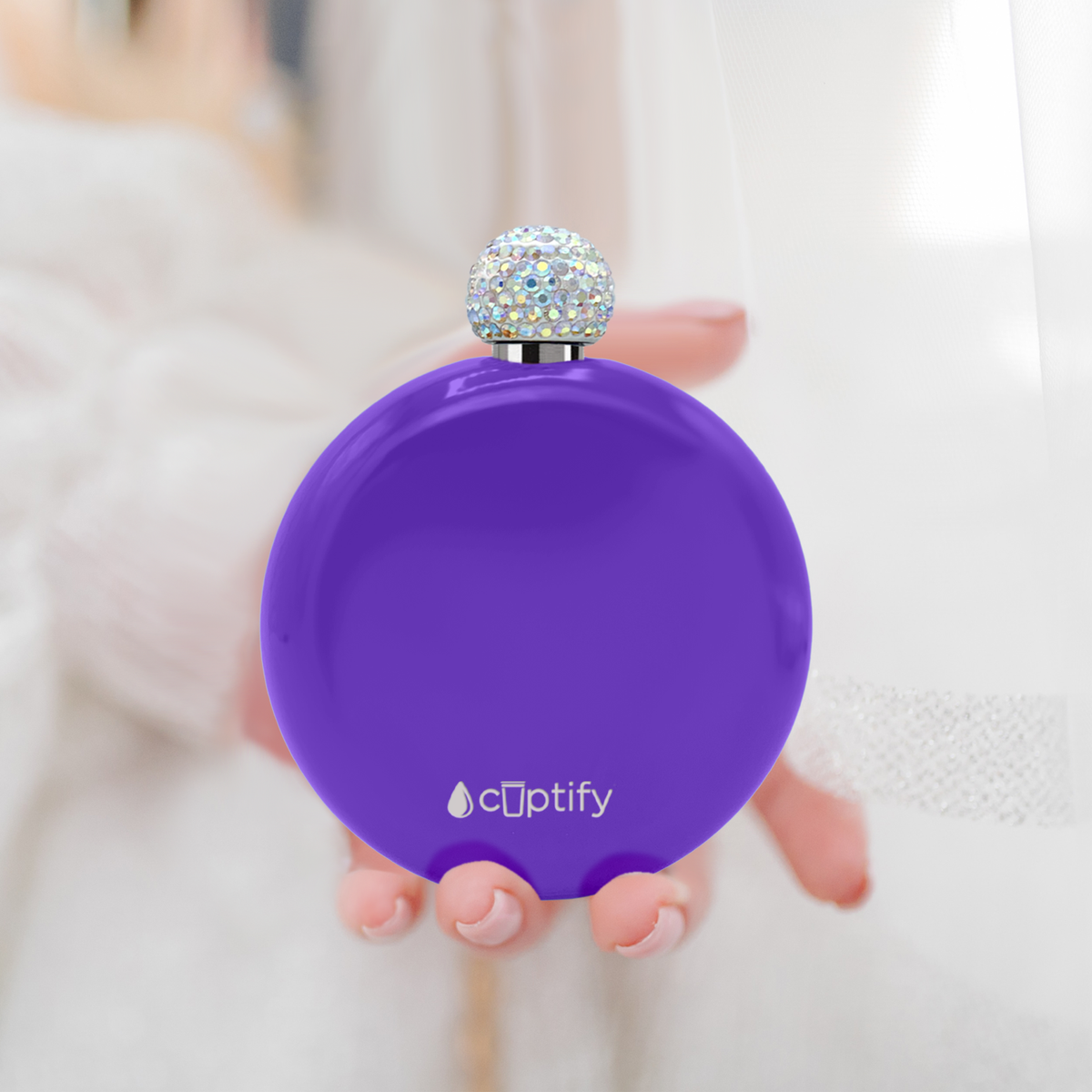 Purple Gloss 5oz Rhinestone Liquor Flask