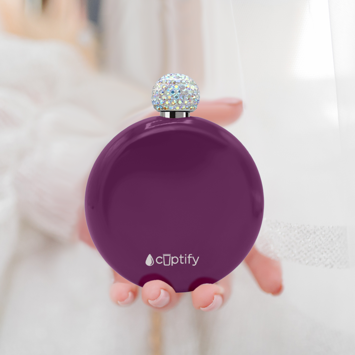 Plum Wine Gloss 5oz Rhinestone Liquor Flask