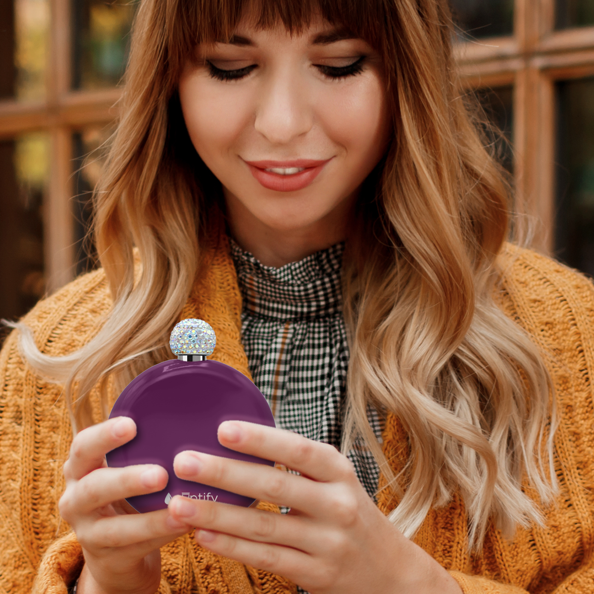 Plum Wine Gloss 5oz Rhinestone Liquor Flask